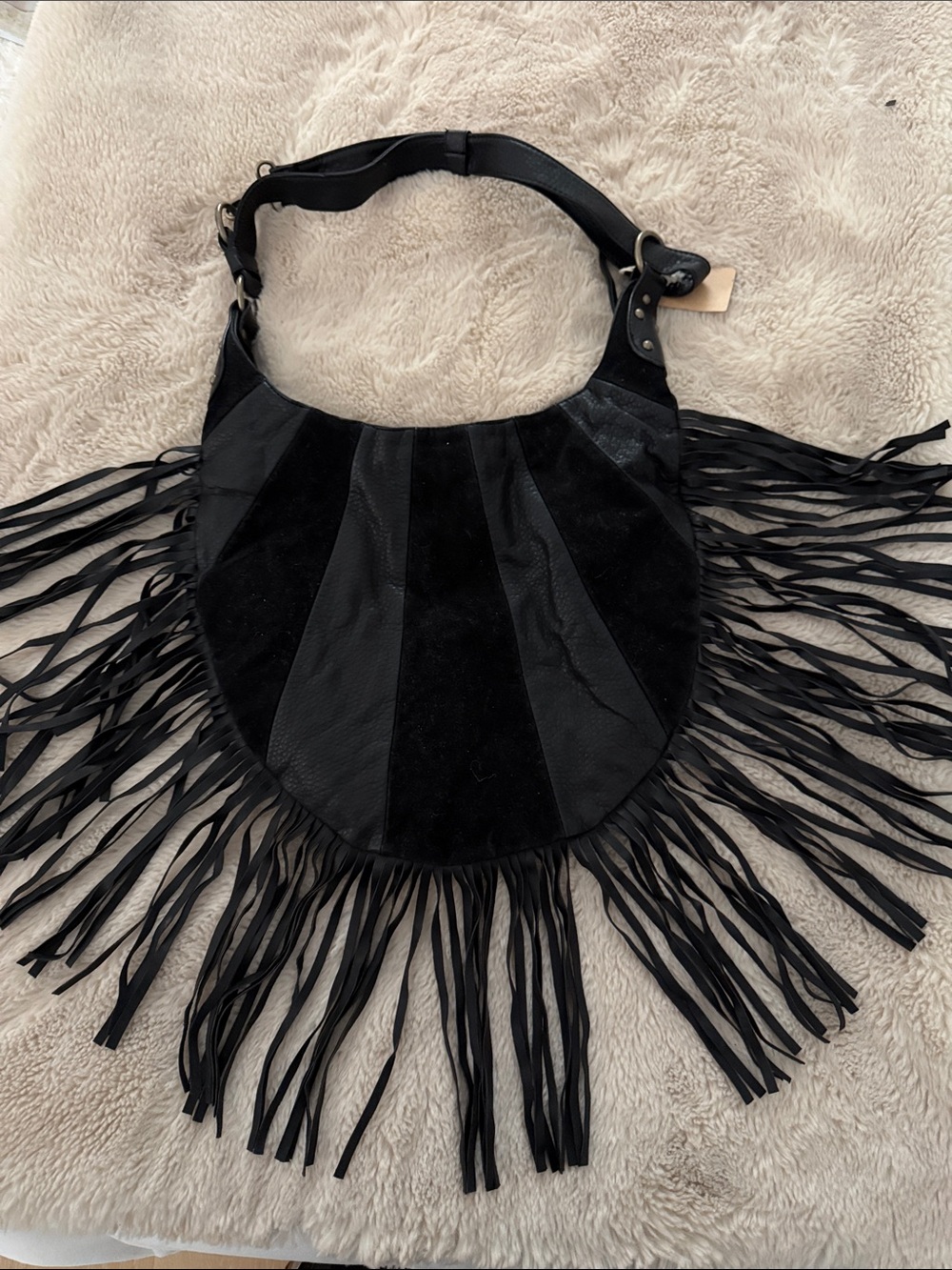 Ecote Black Fringe Shoulder Bag